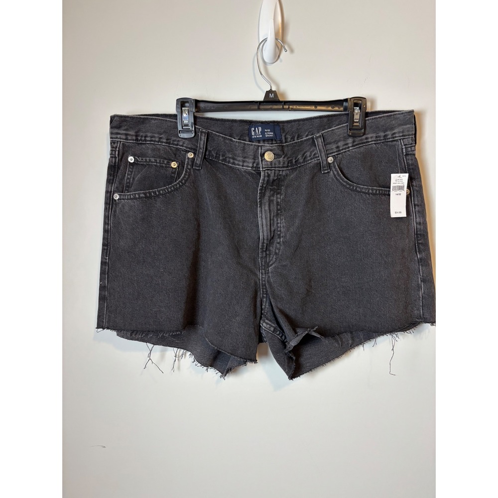 Gap Denim Stride Shorts Womens 16/33 Black High Rise Raw Hem New 595671-00-1